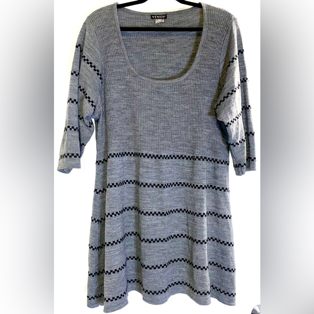 Venus Plus Size Grey and Black Stripes Dress Size 2X